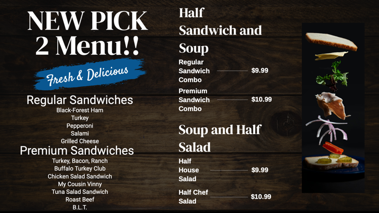 Pick 2 Menu